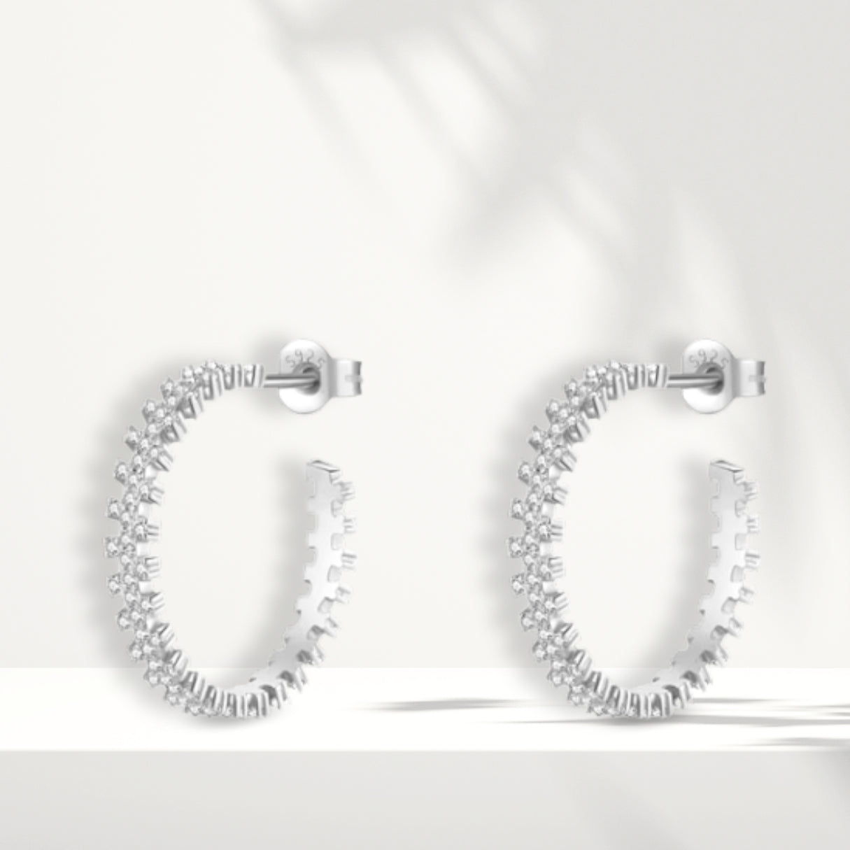 White Silver Earrings