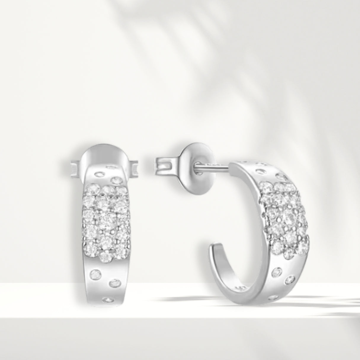 White Silver Earrings