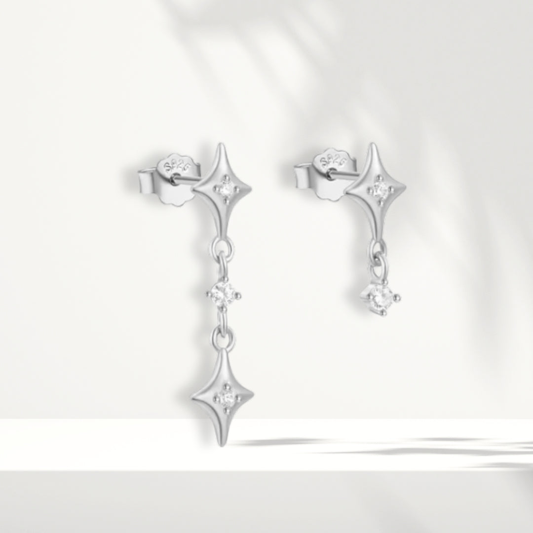 White Silver Earrings