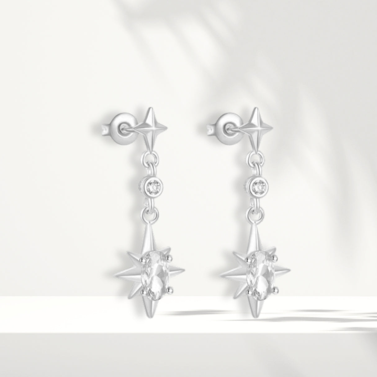White Silver Earrings