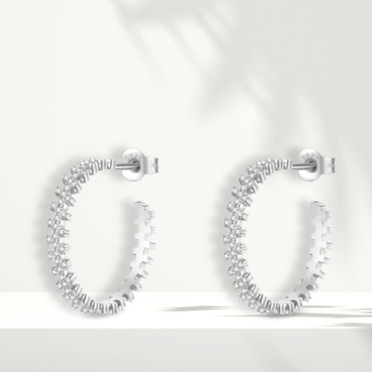 White Silver Earrings