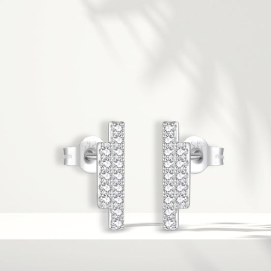 White Silver Earrings