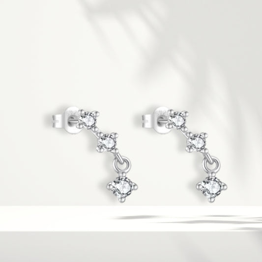 White Silver Earrings