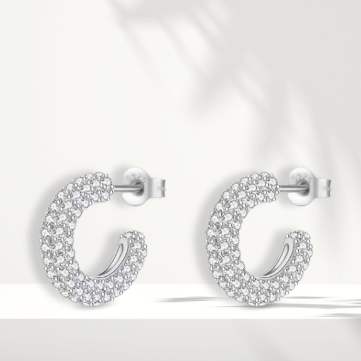 White Silver Earrings