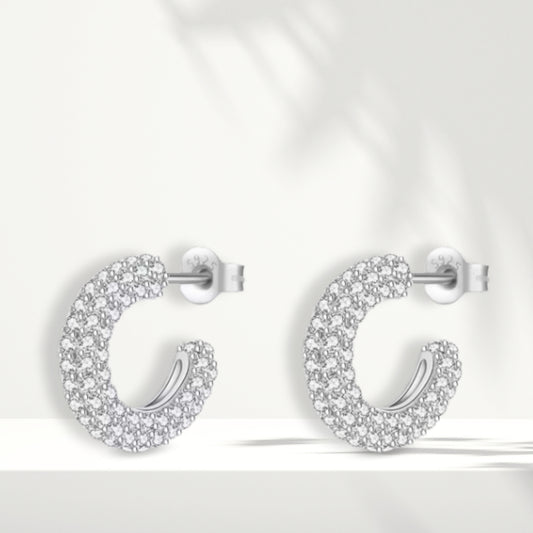 White Silver Earrings