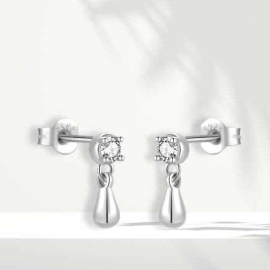 White Silver Earrings