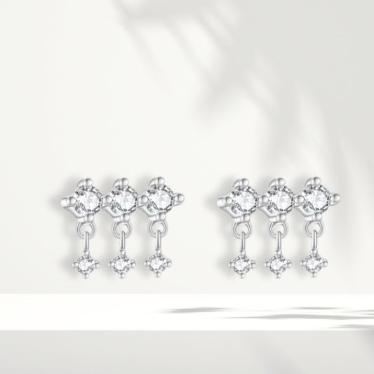 White Silver Earrings