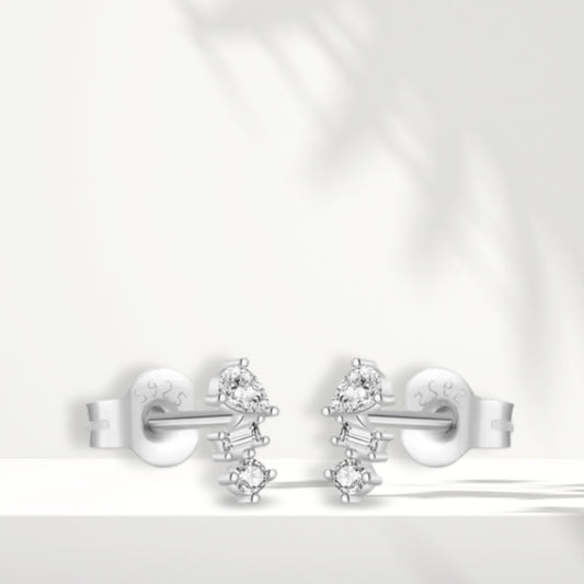 White Silver Earrings