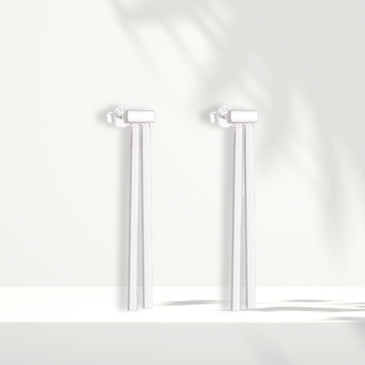 White Silver Earrings