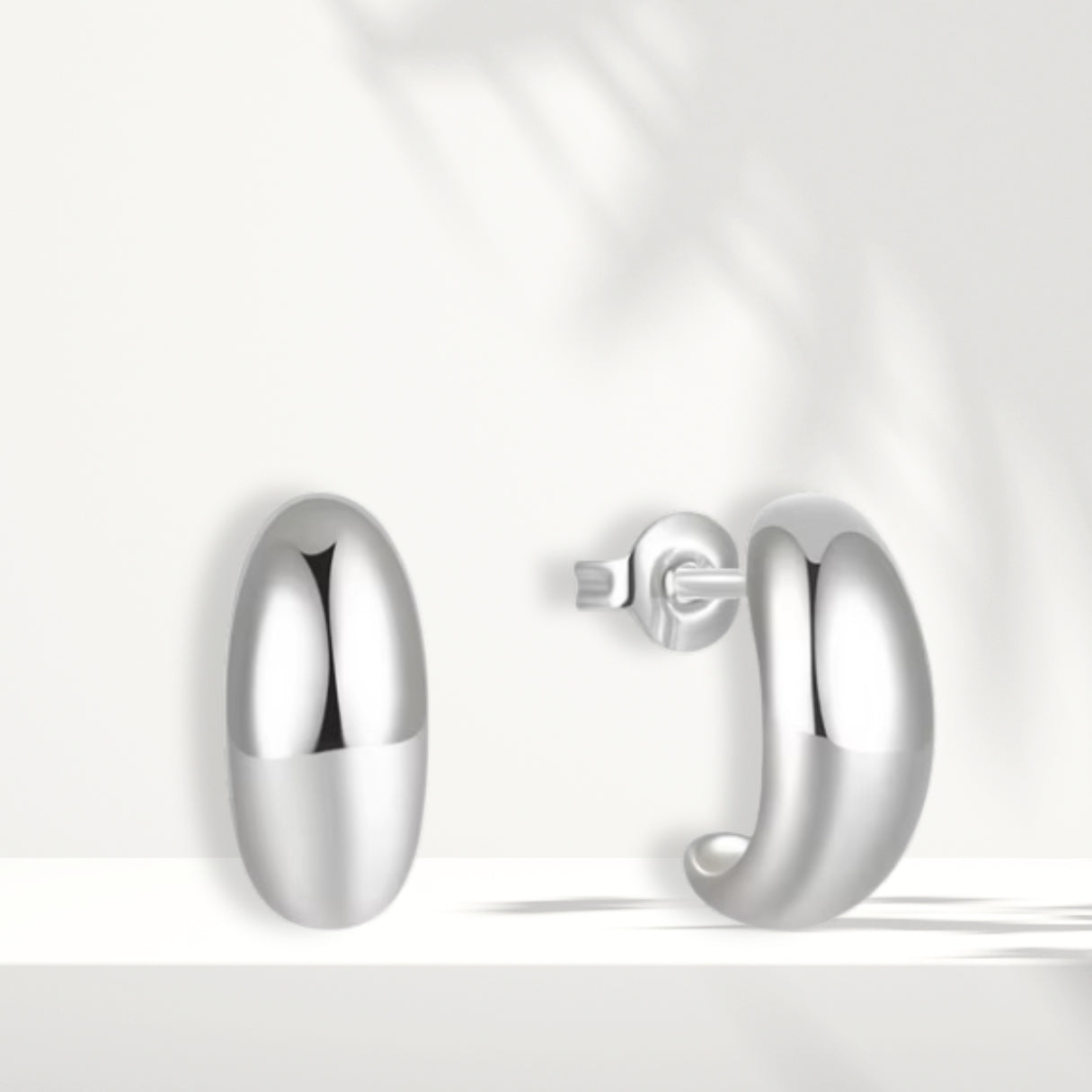 White Silver Earrings