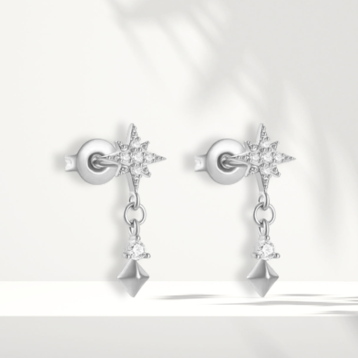 White Silver Earrings