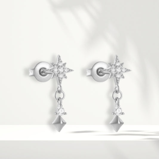 White Silver Earrings