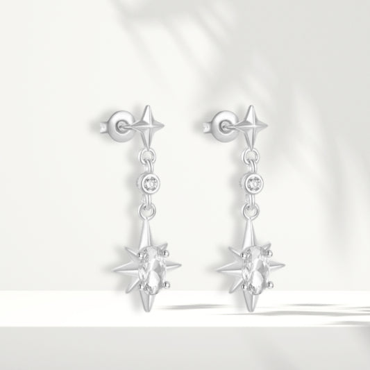 White Silver Earrings