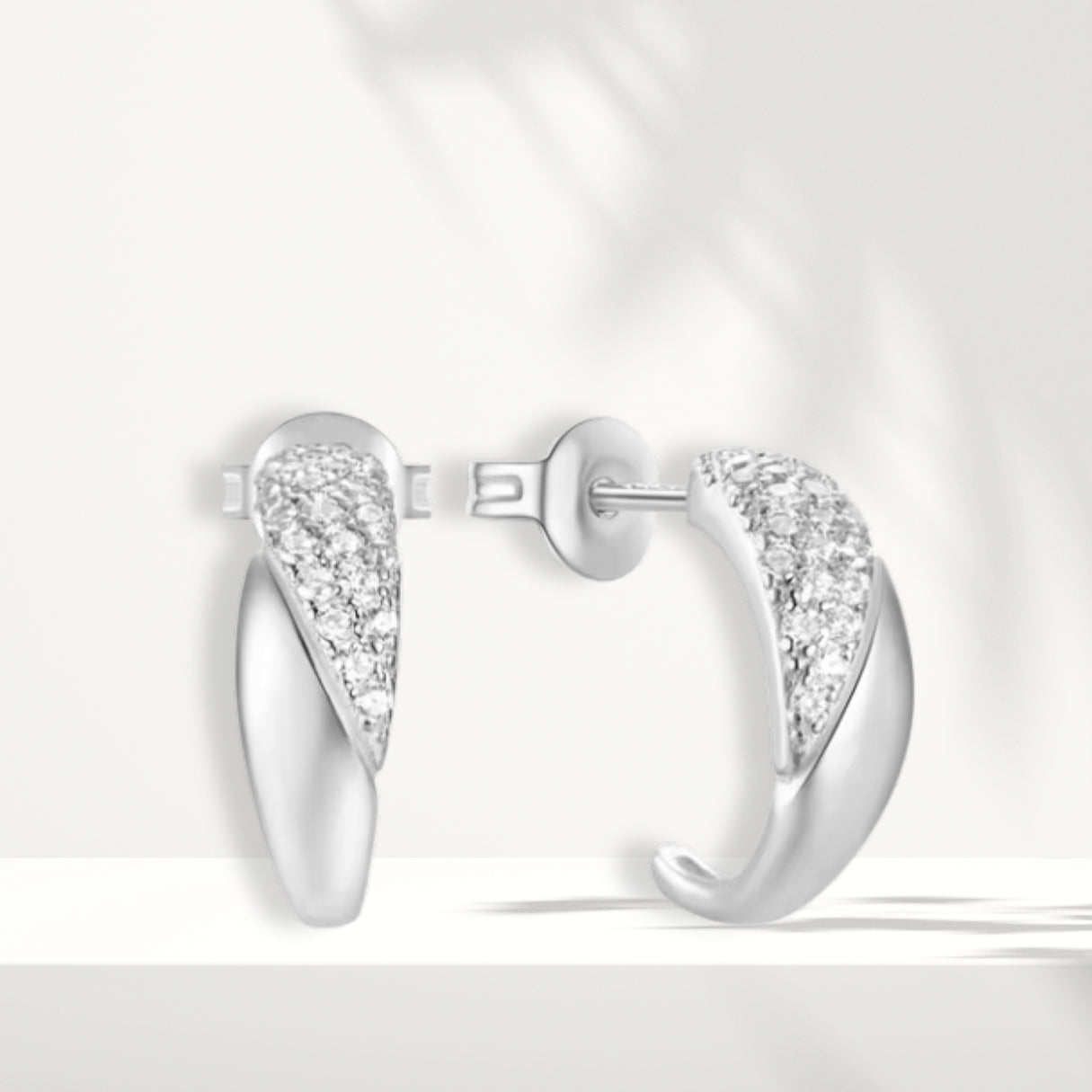 White Silver Earrings