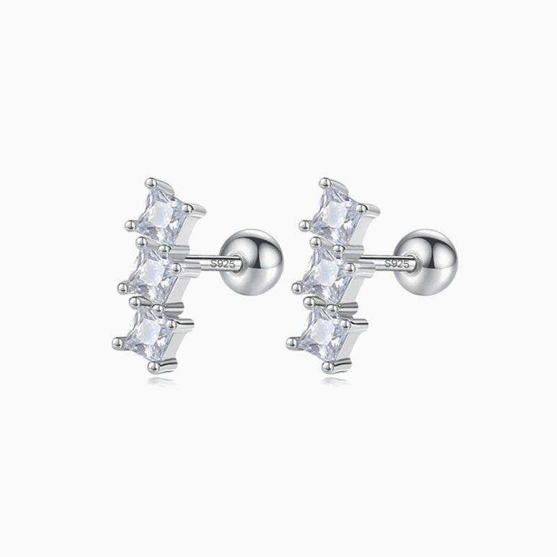 White Silver Earrings