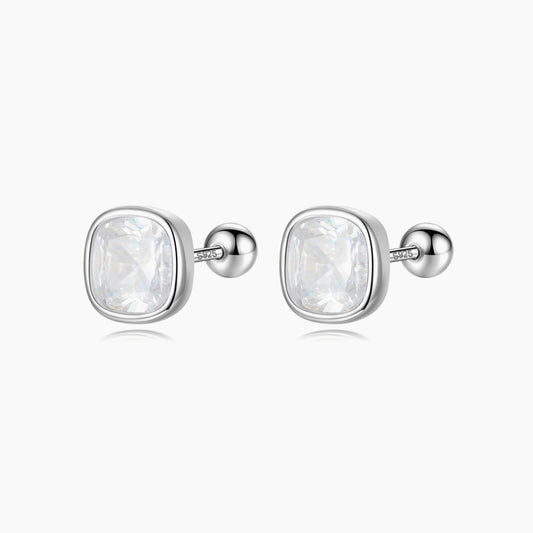 White Silver Earrings